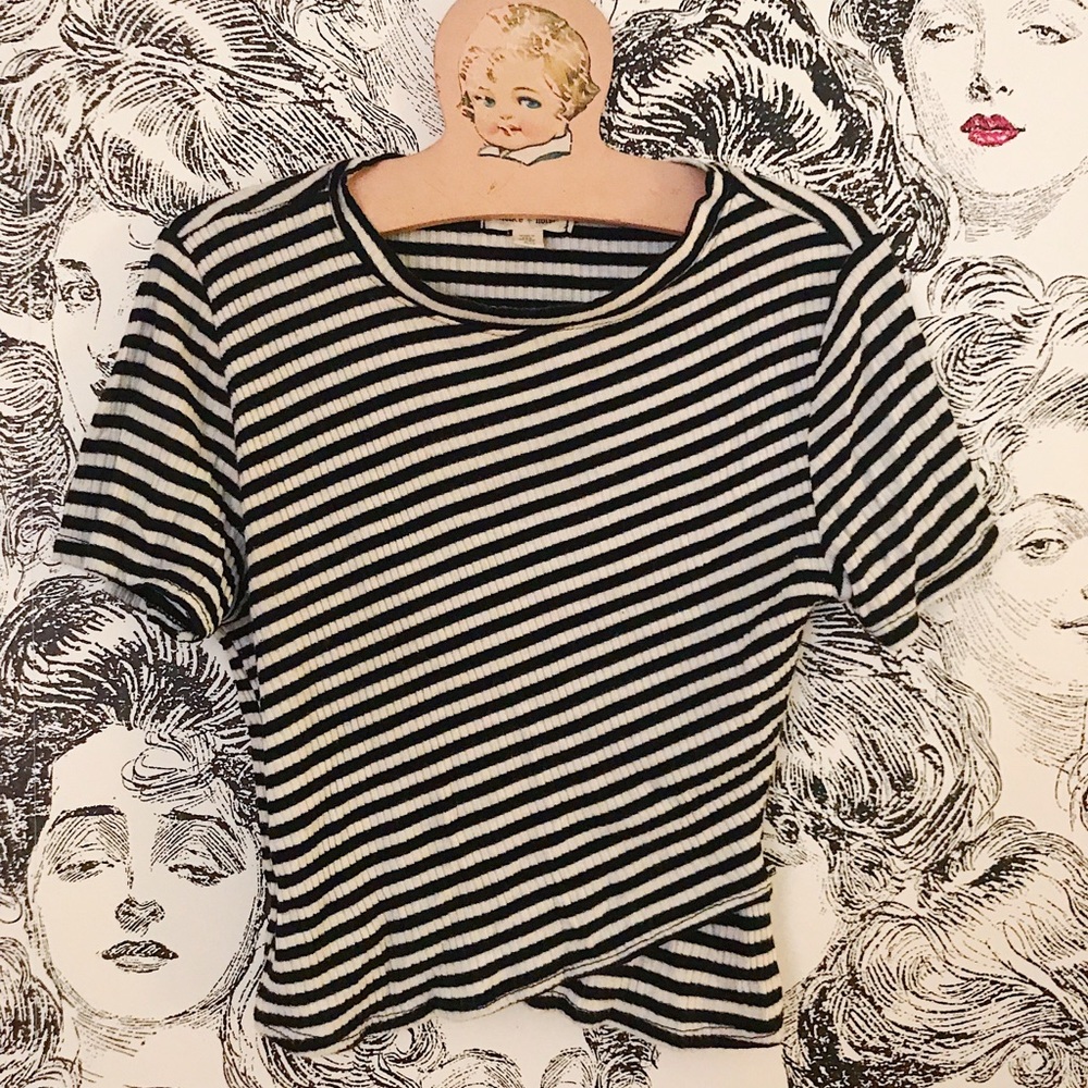 Black & White Striped Crop Top